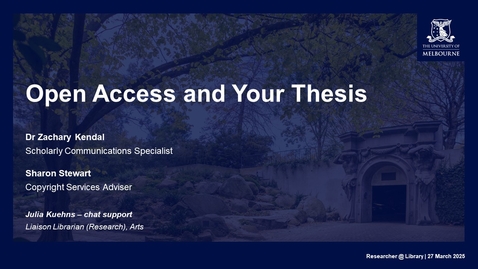 Thumbnail for Open Access and Your Thesis | Researcher@Library (27/03/2025)