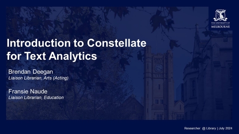 Thumbnail for Introduction to Constellate for Text Analytics | Researcher@Library Webinar (16/07/2024)
