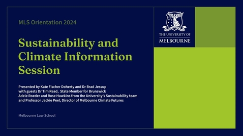 Thumbnail for MLS Orientation 2024: Sustainability and Climate Information Session