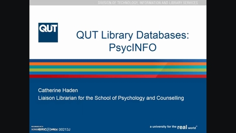 Thumbnail for QUT Library databases: Searching PsycINFO