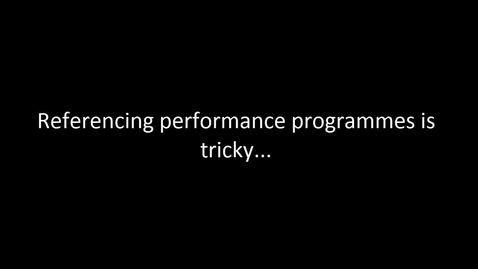 Thumbnail for Referencing performance programmes